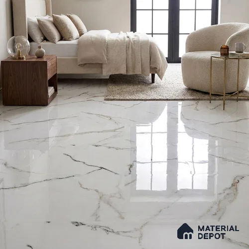 Marble Floor & Wall Tile TL 02210 Chrome White 4 ft x 2 ft Glossy Finish Vitrified Tile - 9 mm (Random 5 )