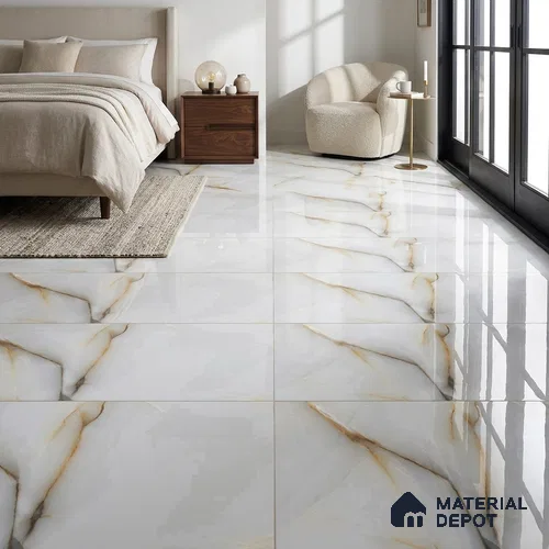 Marble Floor & Wall Tile TL 02217 Sapphire White 4 ft x 2 ft Glossy Finish Vitrified Tile - 9 mm (Random 5)