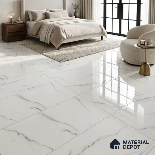 Marble Floor & Wall Tile TL 02218 Statuario White 4 ft x 2 ft Glossy Finish Vitrified Tile - 9 mm (Random 3)