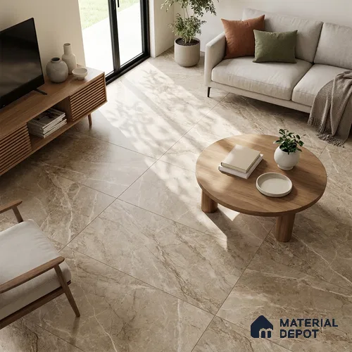 Marble Wall & Floor Tile TL 02221 Brown 4 ft x 2 ft Matte Finish Vitrified Tile - 9 mm | 3 Random Designs | Suitable For Living Room, Bedroom, Kitchen