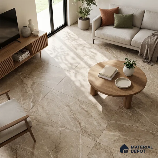Marble Wall & Floor Tile TL 02221 Brown 4 ft x 2 ft Matte Finish Vitrified Tile - 9 mm | 3 Random Designs | Suitable For Living Room, Bedroom, Kitchen