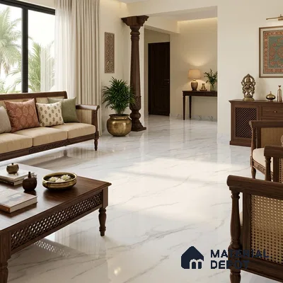 TL 02237 Gloster White 1800x1200 mm Glossy Finish Vitrified Large Format Wall & Floor Tile - 9 mm | Adhesive and Spacers Must be Used During Installation