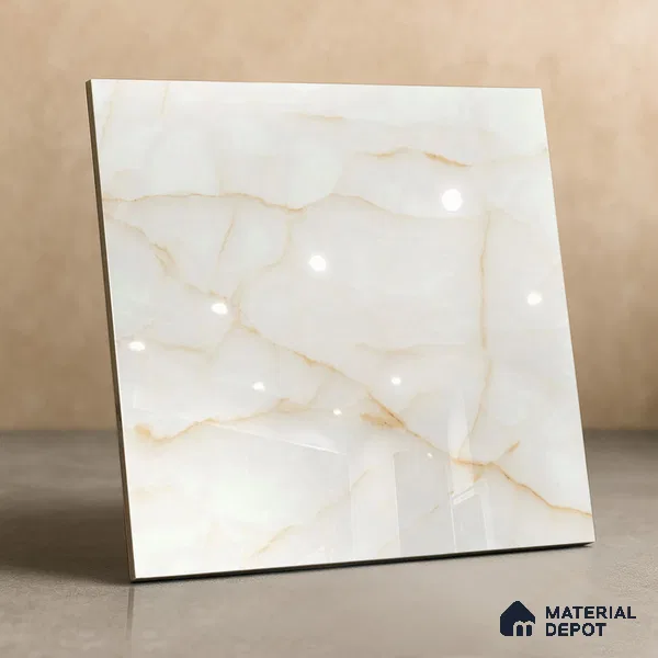 TL 02243 Sky Cream Onyx 2 ft x 2 ft Glossy Finish Vitrified Tile - 9 mm | Suitable For Living Room, Bedroom, Kitchen