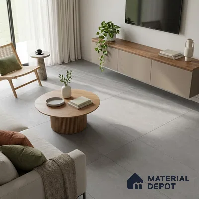 Cement Look Wall & Floor Matte Finish Grey Vitrified Tile | TL 02250 B 4 ft x 2 ft - 9 mm | Suitable For Living Room, Hall & Study