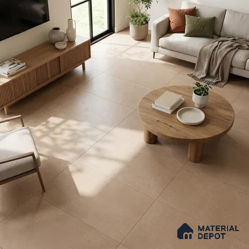 Cement Wall & Floor Tile TL 02250 C Brown 4 ft x 2 ft Matte Finish Vitrified Tile - 9 mm | 3 Random Designs | Suitable For Living Room, Bedroom, Kitchen