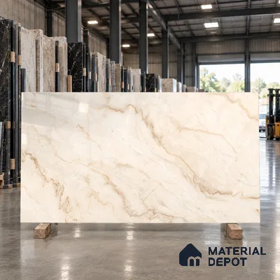 Marble Floor Tile TL 02254 Cream 6 ft x 4 ft Glossy Finish Vitrified Tile - 15 mm | Suitable For Living Room, Bedroom, Bathroom