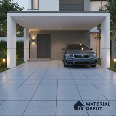 Parking Floor Tile TL 02331 B Dark 16 x 16 inch Vitrified Anti Skid Matte Finish Heavy Duty Tile - 12 mm | Suitable For Bathroom, Balcony, Heavy Traffic Areas | Pattern Alignment May Vary | 2-3 mm Spacer is Mandatory