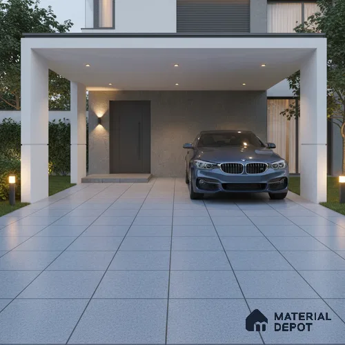 Parking Floor Tile TL 02331 B Dark 16 x 16 inch Vitrified Anti Skid Matte Finish Heavy Duty Tile - 12 mm | Suitable For Outdoor, Heavy Traffic Areas | Pattern Alignment May Vary | 2-3 mm Spacer is Mandatory