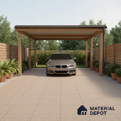 Parking Floor Tile TL 02332 B Dark 16 x 16 inch Vitrified Anti Skid Matte Finish Heavy Duty Tile - 12 mm | Suitable For Bathroom, Heavy Traffic Areas | Pattern Alignment May Vary | 2-3 mm Spacer is Mandatory