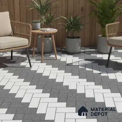 Parking Floor Tile TL 02334 16 x 16 inch Vitrified Anti Skid Matte Finish Heavy Duty Tile - 12 mm | Suitable For Outdoor, Heavy Traffic Areas | Pattern Alignment May Vary | 2-3 mm Spacer is Mandatory