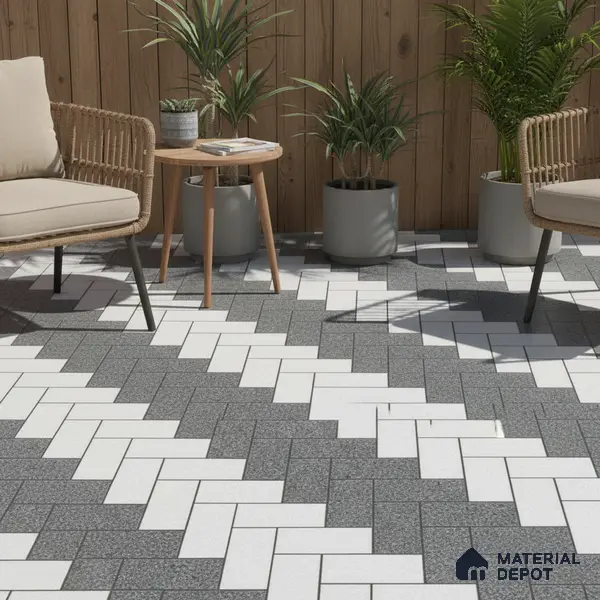 Parking Floor Tile TL 02334 16 x 16 inch Vitrified Anti Skid Matte Finish Heavy Duty Tile - 12 mm | Suitable For Outdoor, Heavy Traffic Areas | Pattern Alignment May Vary | 2-3 mm Spacer is Mandatory