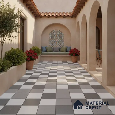 Parking Floor Tile TL 02336 16 x 16 inch Vitrified Anti Skid Matte Finish Heavy Duty Tile - 12 mm | Suitable For Outdoor, Heavy Traffic Areas | Pattern Alignment May Vary | 2-3 mm Spacer is Mandatory