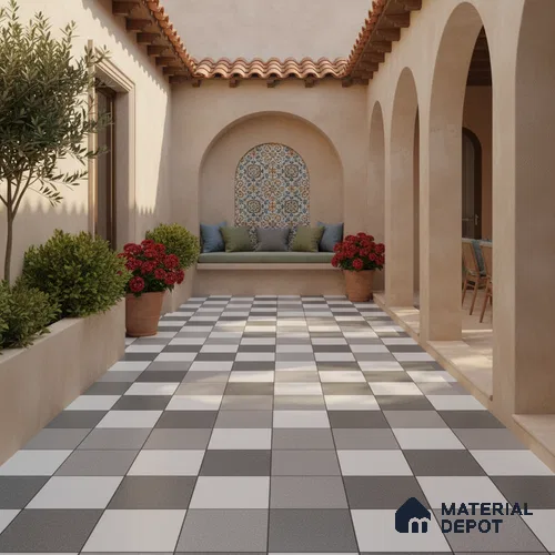 Parking Floor Tile TL 02336 16 x 16 inch Vitrified Anti Skid Matte Finish Heavy Duty Tile - 12 mm | Suitable For Outdoor, Heavy Traffic Areas | Pattern Alignment May Vary | 2-3 mm Spacer is Mandatory