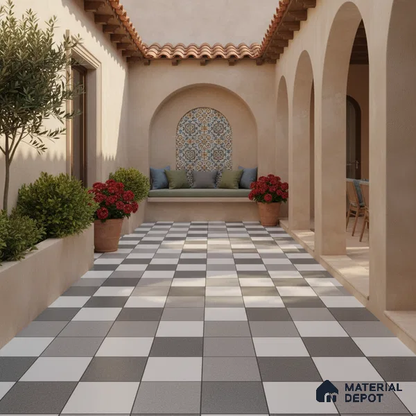Parking Floor Tile TL 02336 16 x 16 inch Vitrified Anti Skid Matte Finish Heavy Duty Tile - 12 mm | Suitable For Outdoor, Heavy Traffic Areas | Pattern Alignment May Vary | 2-3 mm Spacer is Mandatory