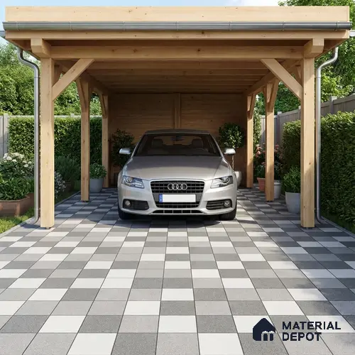 Parking Floor Tile TL 02336 16 x 16 inch Vitrified Anti Skid Matte Finish Heavy Duty Tile - 12 mm | Suitable For Outdoor, Heavy Traffic Areas | Pattern Alignment May Vary | 2-3 mm Spacer is Mandatory