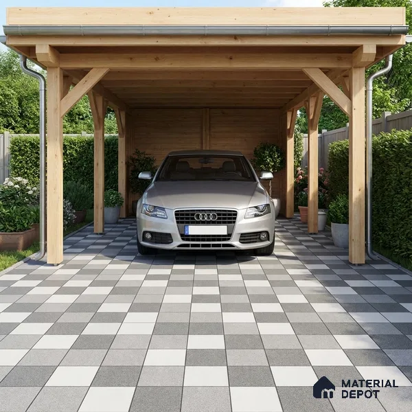 Parking Floor Tile TL 02336 16 x 16 inch Vitrified Anti Skid Matte Finish Heavy Duty Tile - 12 mm | Suitable For Outdoor, Heavy Traffic Areas | Pattern Alignment May Vary | 2-3 mm Spacer is Mandatory