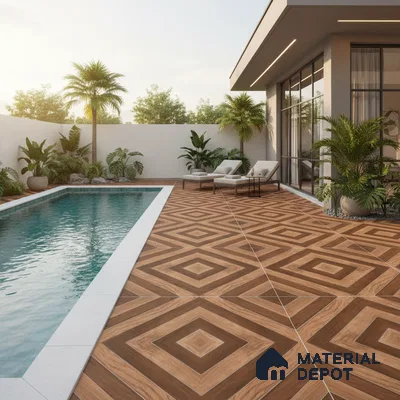 Parking Floor Tile TL 02339 16 x 16 inch Vitrified Anti Skid Matte Finish Heavy Duty Tile - 12 mm | Suitable For Outdoor, Heavy Traffic Areas | Pattern Alignment May Vary | 2-3 mm Spacer is Mandatory