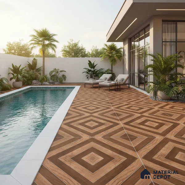 Parking Floor Tile TL 02339 16 x 16 inch Vitrified Anti Skid Matte Finish Heavy Duty Tile - 12 mm | Suitable For Outdoor, Heavy Traffic Areas | Pattern Alignment May Vary | 2-3 mm Spacer is Mandatory