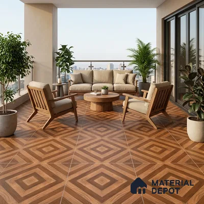 Parking Floor Tile TL 02339 16 x 16 inch Vitrified Anti Skid Matte Finish Heavy Duty Tile - 12 mm | Suitable For Outdoor, Heavy Traffic Areas | Pattern Alignment May Vary | 2-3 mm Spacer is Mandatory
