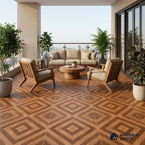 Parking Floor Tile TL 02339 16 x 16 inch Vitrified Anti Skid Matte Finish Heavy Duty Tile - 12 mm | Suitable For Outdoor, Heavy Traffic Areas | Pattern Alignment May Vary | 2-3 mm Spacer is Mandatory