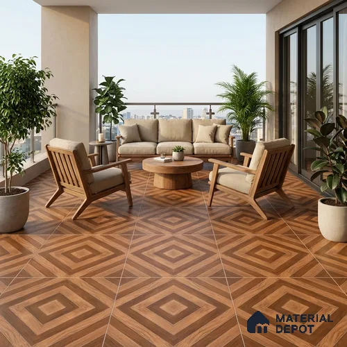 Parking Floor Tile TL 02339 16 x 16 inch Vitrified Anti Skid Matte Finish Heavy Duty Tile - 12 mm | Suitable For Outdoor, Heavy Traffic Areas | Pattern Alignment May Vary | 2-3 mm Spacer is Mandatory