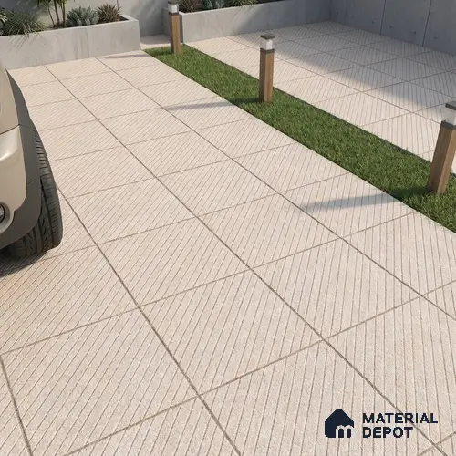 Parking Floor Tile TL 02342 16 x 16 inch Vitrified Anti Skid Matte Finish Heavy Duty Tile - 12 mm | Suitable For Outdoor, Heavy Traffic Areas | Pattern Alignment May Vary | 2-3 mm Spacer is Mandatory