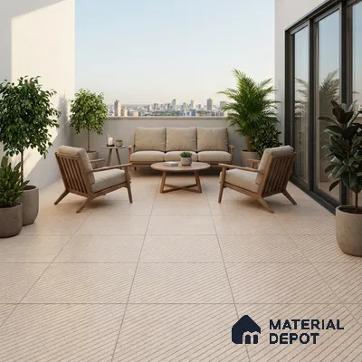 Parking Floor Tile TL 02342 16 x 16 inch Vitrified Anti Skid Matte Finish Heavy Duty Tile - 12 mm | Suitable For Outdoor, Heavy Traffic Areas | Pattern Alignment May Vary | 2-3 mm Spacer is Mandatory