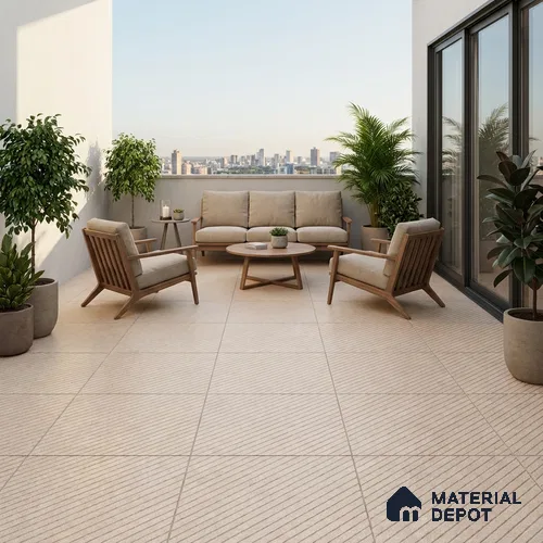 Parking Floor Tile TL 02342 16 x 16 inch Vitrified Anti Skid Matte Finish Heavy Duty Tile - 12 mm | Suitable For Outdoor, Heavy Traffic Areas | Pattern Alignment May Vary | 2-3 mm Spacer is Mandatory