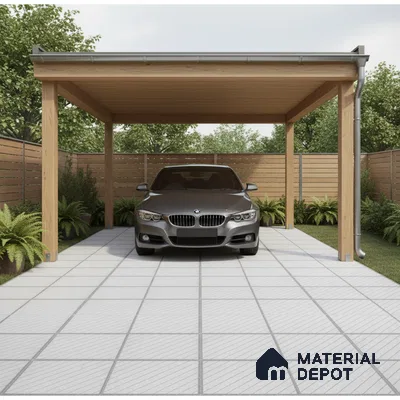 Parking Floor Tile TL 02344 16 x 16 inch Vitrified Anti Skid Matte Finish Heavy Duty Tile - 12 mm | Suitable For Outdoor, Heavy Traffic Areas | Pattern Alignment May Vary | 2-3 mm Spacer is Mandatory