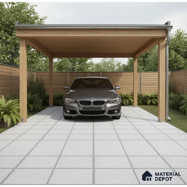 Parking Floor Tile TL 02344 16 x 16 inch Vitrified Anti Skid Matte Finish Heavy Duty Tile - 12 mm | Suitable For Outdoor, Heavy Traffic Areas | Pattern Alignment May Vary | 2-3 mm Spacer is Mandatory