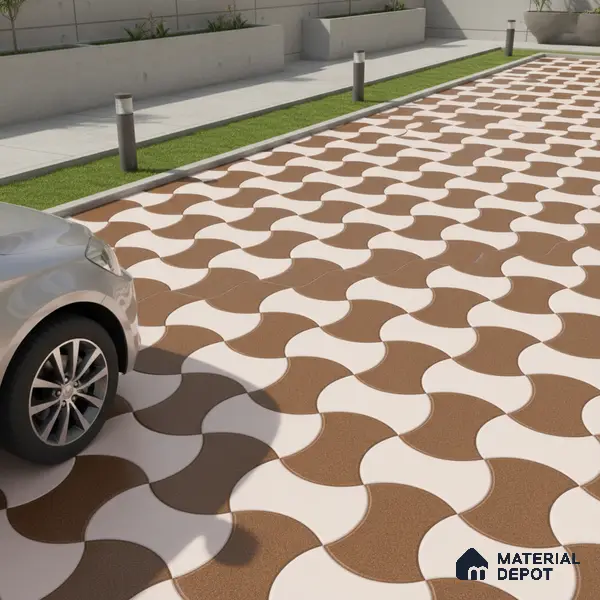 Parking Floor Tile TL 02346 16 x 16 inch Vitrified Anti Skid Matte Finish Heavy Duty Tile - 12 mm | Suitable For Outdoor, Heavy Traffic Areas | Pattern Alignment May Vary | 2-3 mm Spacer is Mandatory