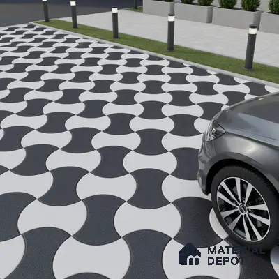 Parking Floor Tile TL 02347 16 x 16 inch Vitrified Anti Skid Matte Finish Heavy Duty Tile - 12 mm | Suitable For Outdoor, Heavy Traffic Areas | Pattern Alignment May Vary | 2-3 mm Spacer is Mandatory