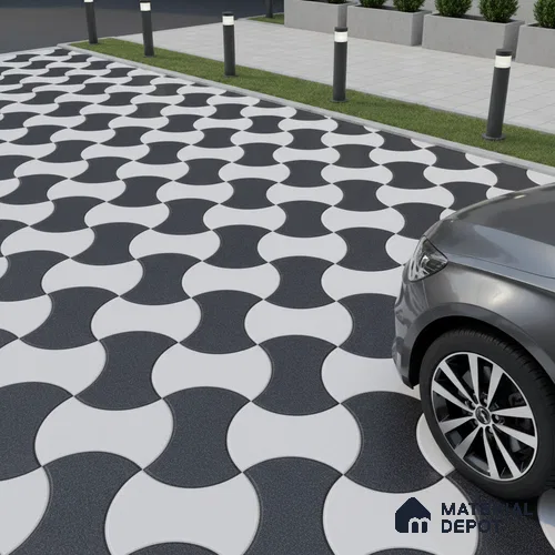 Parking Floor Tile TL 02347 16 x 16 inch Vitrified Anti Skid Matte Finish Heavy Duty Tile - 12 mm | Suitable For Outdoor, Heavy Traffic Areas | Pattern Alignment May Vary | 2-3 mm Spacer is Mandatory