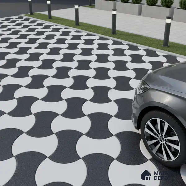 Parking Floor Tile TL 02347 16 x 16 inch Vitrified Anti Skid Matte Finish Heavy Duty Tile - 12 mm | Suitable For Outdoor, Heavy Traffic Areas | Pattern Alignment May Vary | 2-3 mm Spacer is Mandatory
