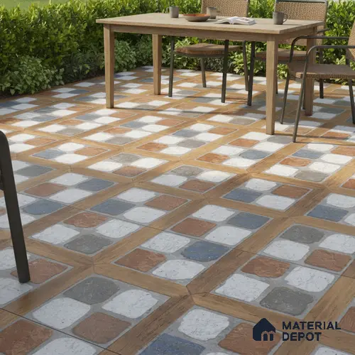 Parking Floor Tile TL 02349 16 x 16 inch Vitrified Anti Skid Matte Finish Heavy Duty Tile - 12 mm | Suitable For Outdoor, Heavy Traffic Areas | Pattern Alignment May Vary | 2-3 mm Spacer is Mandatory