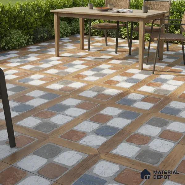 Parking Floor Tile TL 02349 16 x 16 inch Vitrified Anti Skid Matte Finish Heavy Duty Tile - 12 mm | Suitable For Outdoor, Heavy Traffic Areas | Pattern Alignment May Vary | 2-3 mm Spacer is Mandatory