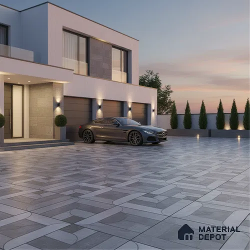 Parking Floor Tile TL 02350 16 x 16 inch Vitrified Anti Skid Matte Finish Heavy Duty Tile - 12 mm | Suitable For Outdoor, Heavy Traffic Areas | Pattern Alignment May Vary | 2-3 mm Spacer is Mandatory