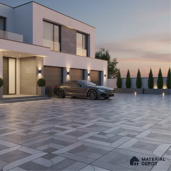 Parking Floor Tile TL 02350 16 x 16 inch Vitrified Anti Skid Matte Finish Heavy Duty Tile - 12 mm | Suitable For Outdoor, Heavy Traffic Areas | Pattern Alignment May Vary | 2-3 mm Spacer is Mandatory