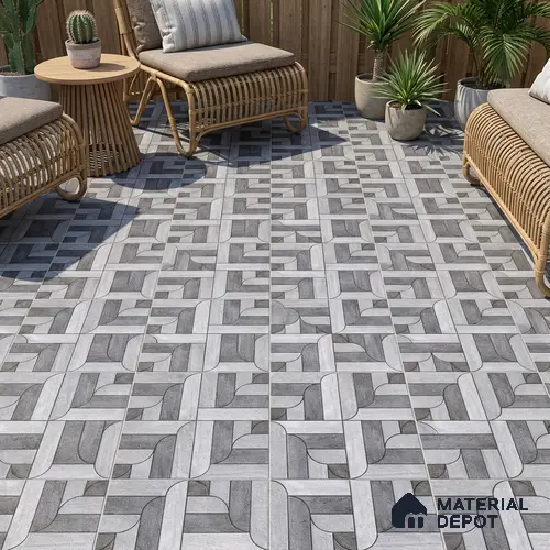Parking Floor Tile TL 02350 16 x 16 inch Vitrified Anti Skid Matte Finish Heavy Duty Tile - 12 mm | Suitable For Outdoor, Heavy Traffic Areas | Pattern Alignment May Vary | 2-3 mm Spacer is Mandatory