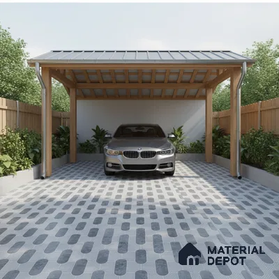 Parking Floor Tile TL 02351 16 x 16 inch Vitrified Anti Skid Matte Finish Heavy Duty Tile - 12 mm | Suitable For Outdoor, Heavy Traffic Areas | Pattern Alignment May Vary | 2-3 mm Spacer is Mandatory