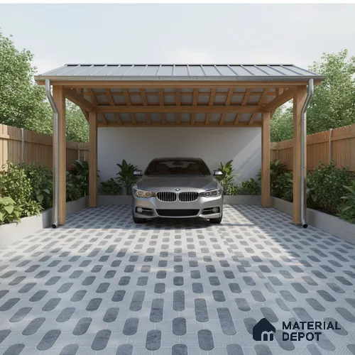 Parking Floor Tile TL 02351 16 x 16 inch Vitrified Anti Skid Matte Finish Heavy Duty Tile - 12 mm | Suitable For Outdoor, Heavy Traffic Areas | Pattern Alignment May Vary | 2-3 mm Spacer is Mandatory