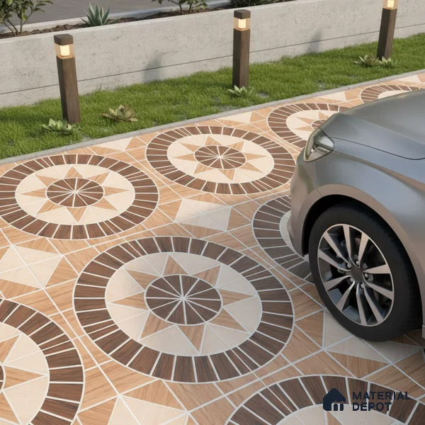 Parking Floor Tile TL 02353 16 x 16 inch Vitrified Anti Skid Matte Finish Heavy Duty Tile - 12 mm | Suitable For Outdoor, Heavy Traffic Areas | Pattern Alignment May Vary | 2-3 mm Spacer is Mandatory