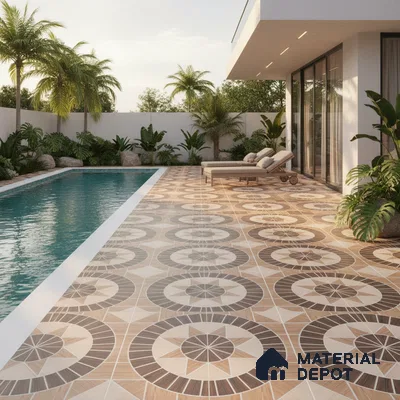 Parking Floor Tile TL 02353 16 x 16 inch Vitrified Anti Skid Matte Finish Heavy Duty Tile - 12 mm | Suitable For Outdoor, Heavy Traffic Areas | Pattern Alignment May Vary | 2-3 mm Spacer is Mandatory