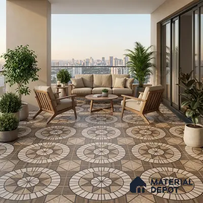 Parking Floor Tile TL 02354 16 x 16 inch Vitrified Anti Skid Matte Finish Heavy Duty Tile - 12 mm | Suitable For Outdoor, Heavy Traffic Areas | Pattern Alignment May Vary | 2-3 mm Spacer is Mandatory