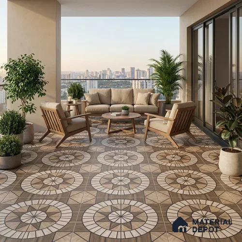 Parking Floor Tile TL 02354 16 x 16 inch Vitrified Anti Skid Matte Finish Heavy Duty Tile - 12 mm | Suitable For Outdoor, Heavy Traffic Areas | Pattern Alignment May Vary | 2-3 mm Spacer is Mandatory