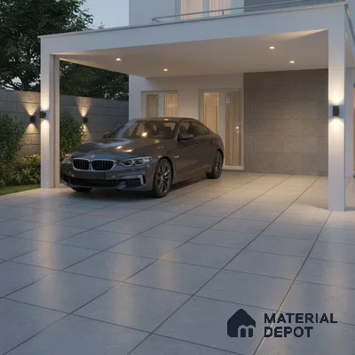 Parking Floor Tile TL 02356 16 x 16 inch Vitrified Anti Skid Matte Finish Heavy Duty Tile - 12 mm | Suitable For Bathroom, Heavy Traffic Areas | Pattern Alignment May Vary | 2-3 mm Spacer is Mandatory
