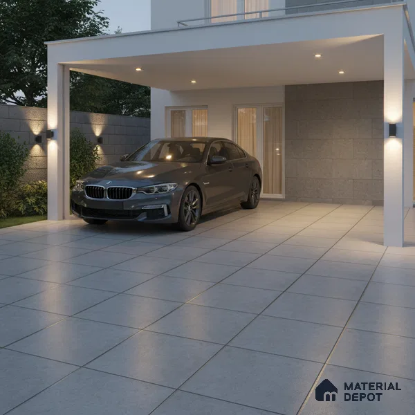 Parking Floor Tile TL 02356 16 x 16 inch Vitrified Anti Skid Matte Finish Heavy Duty Tile - 12 mm | Suitable For Bathroom, Heavy Traffic Areas | Pattern Alignment May Vary | 2-3 mm Spacer is Mandatory