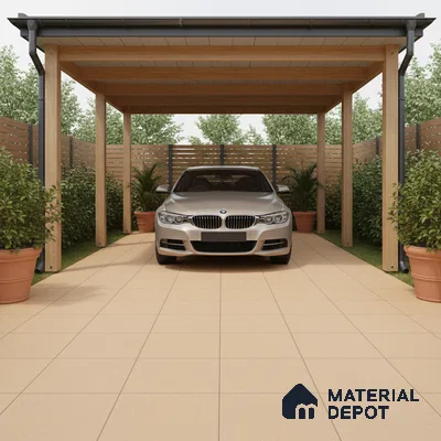 Parking Floor Tile TL 02358 16 x 16 inch Vitrified Anti Skid Matte Finish Heavy Duty Tile - 12 mm | Suitable For Bathroom, Heavy Traffic Areas, Courtyard | Pattern Alignment May Vary | 2-3 mm Spacer is Mandatory