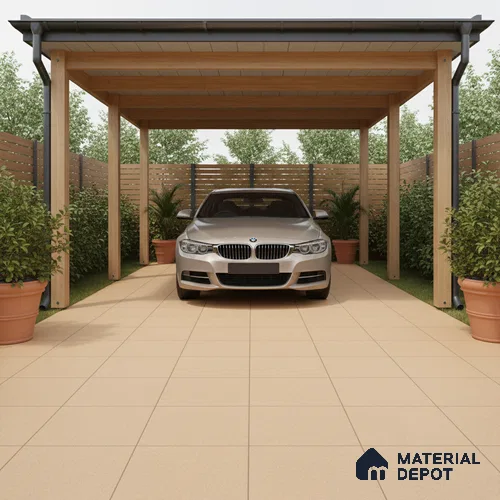 Parking Floor Tile TL 02358 16 x 16 inch Vitrified Anti Skid Matte Finish Heavy Duty Tile - 12 mm | Suitable For Outdoor, Heavy Traffic Areas | Pattern Alignment May Vary | 2-3 mm Spacer is Mandatory