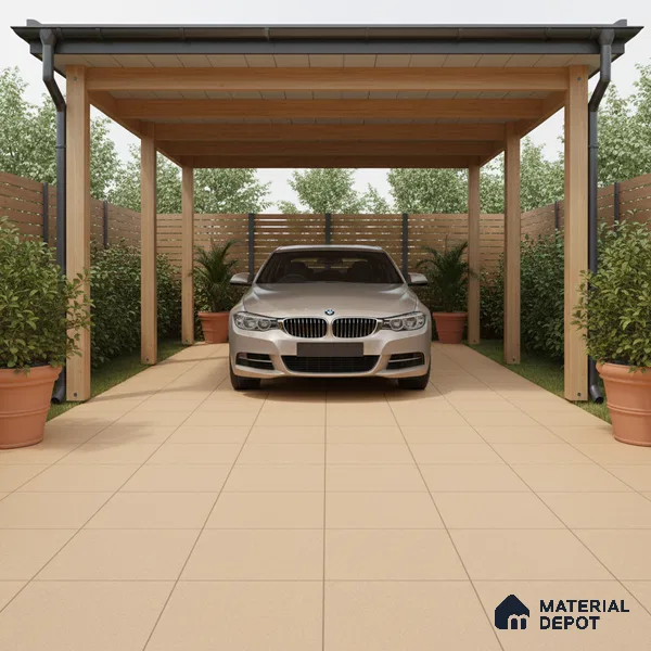 Parking Floor Tile TL 02358 16 x 16 inch Vitrified Anti Skid Matte Finish Heavy Duty Tile - 12 mm | Suitable For Bathroom, Heavy Traffic Areas, Courtyard | Pattern Alignment May Vary | 2-3 mm Spacer is Mandatory